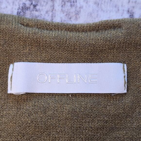 Offline Tank Top Womens Medium Olive Green Knit Cropped Sweater Strap Bralette - Picture 5 of 7